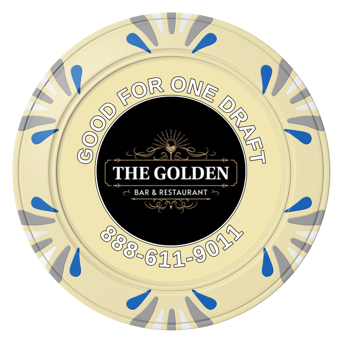 Branded Logo Bar Drink Token Clay Poker Chips - Ivory / Macau / 40mm - Front