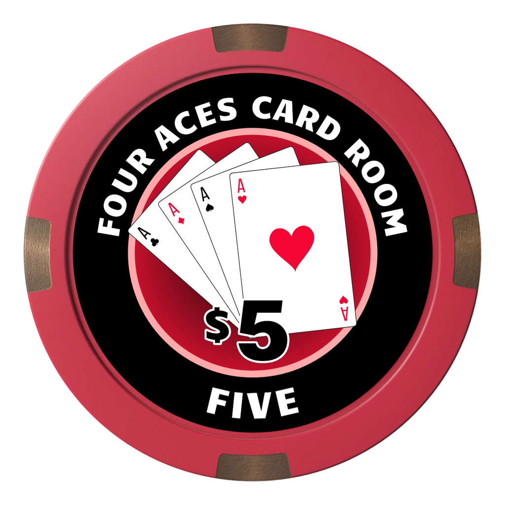 4 Aces Poker Room Composite & Metal Hybrid Poker Chips - Red - Front