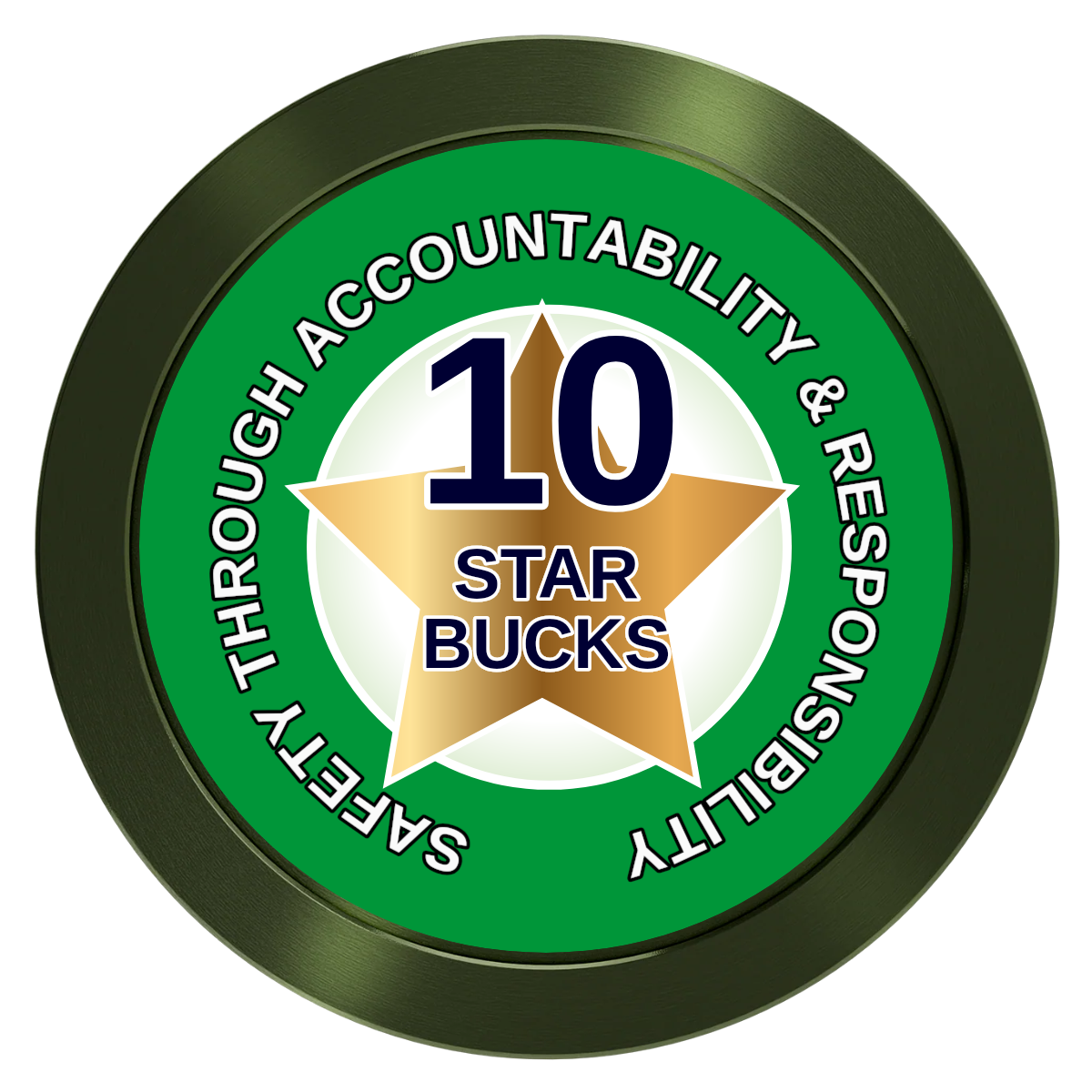 Safety Star Aluminum Poker Chips - Green - Front