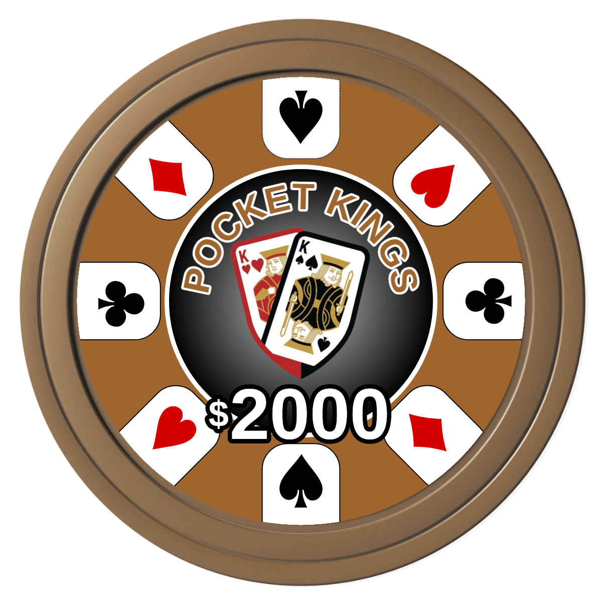 Pocket Kings Composite Poker Chips - Brown / Solid - Front