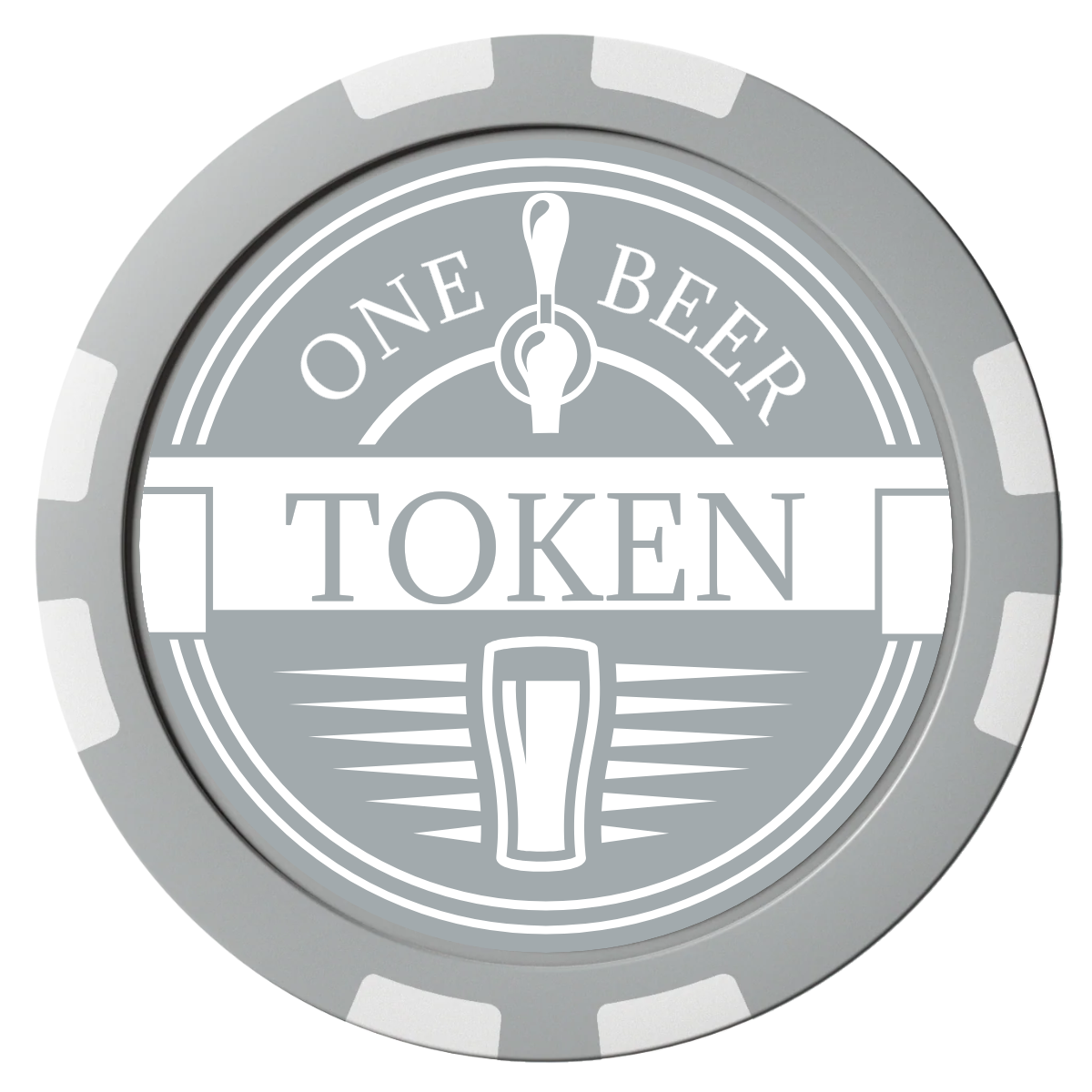 Tap Out Composite Poker Chips - Gray / 8 Stripe - Front