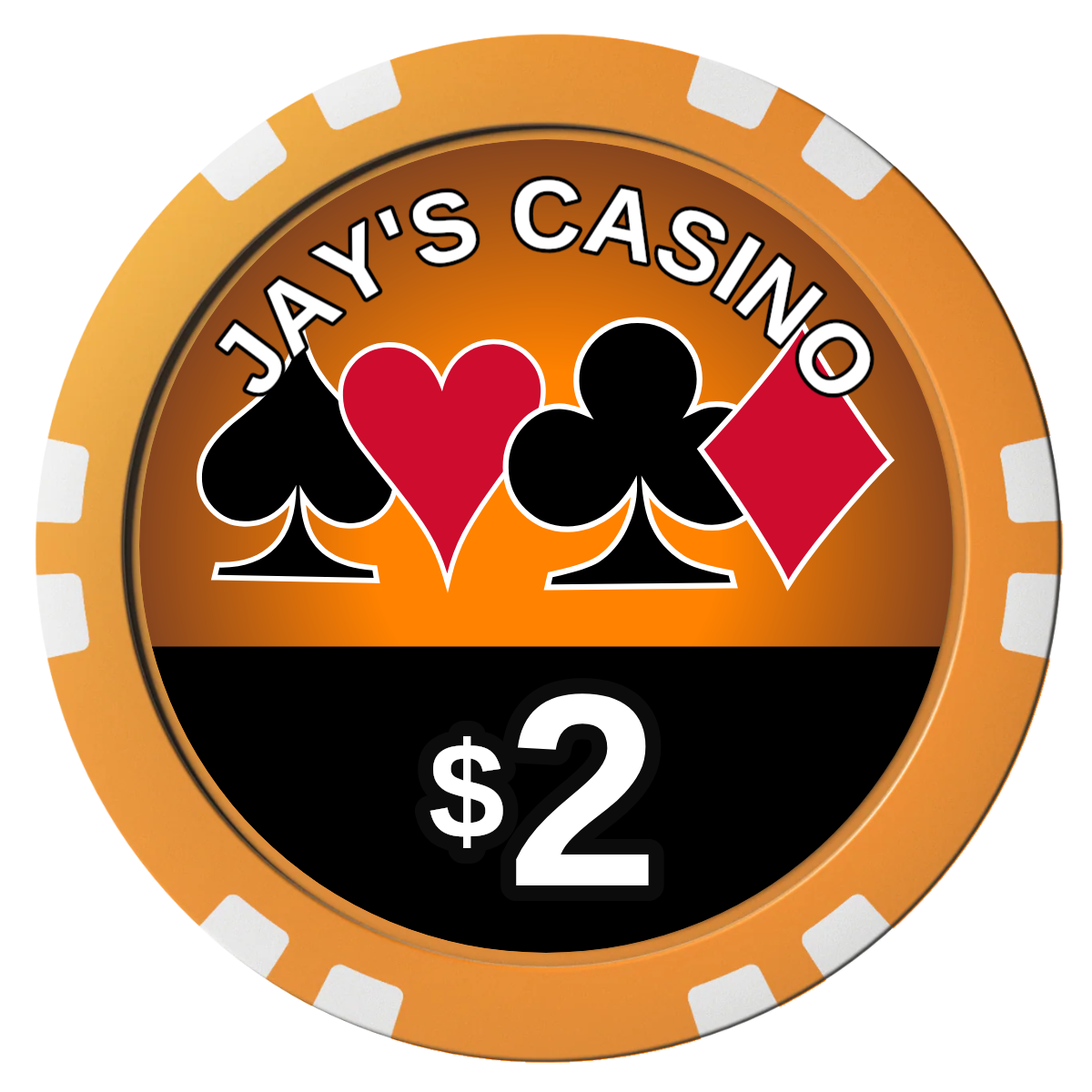 Jay's Casino Composite Poker Chips - Orange / Double Stripe - Front