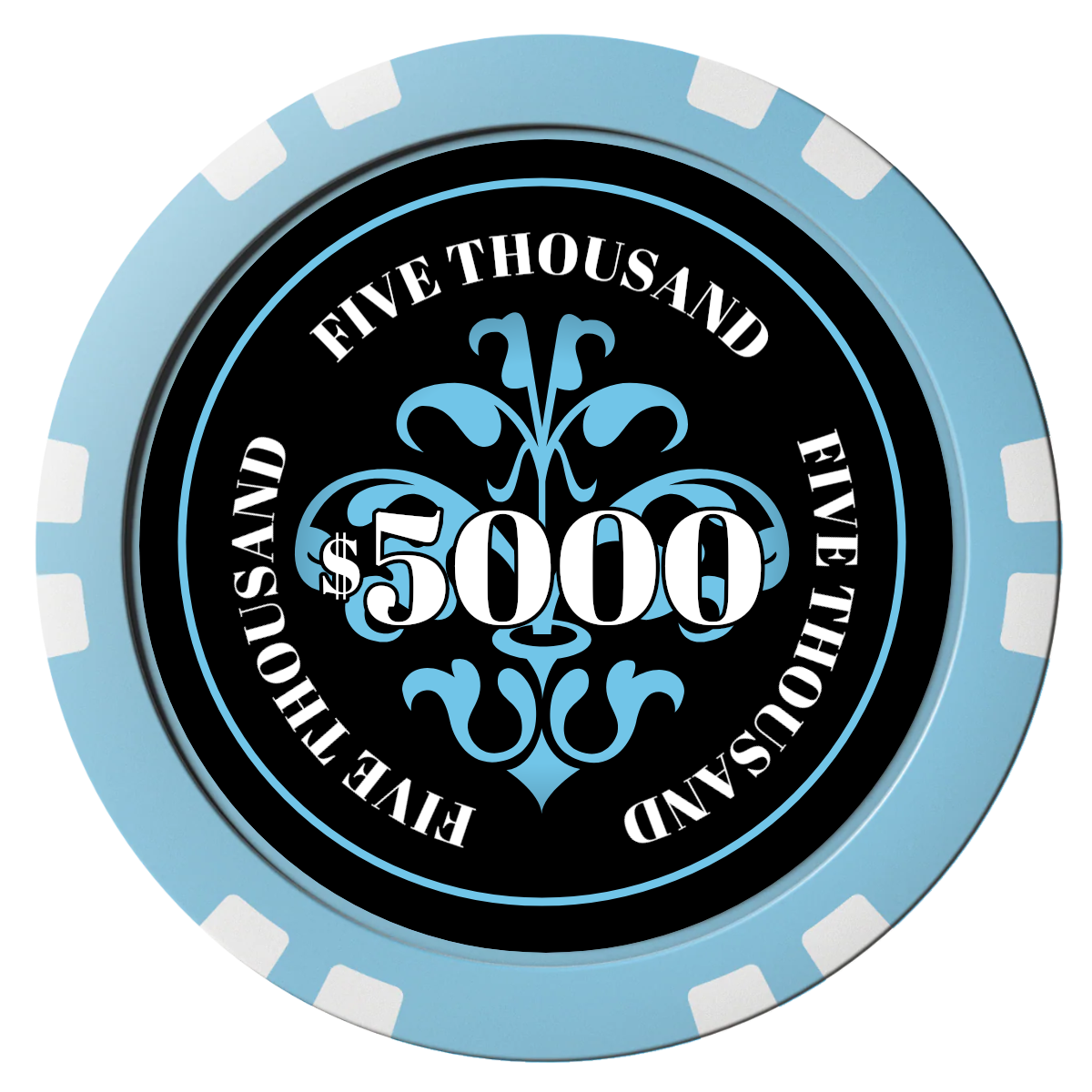 Gothic Revival Composite Poker Chips - Light Blue / Double Stripe - Front