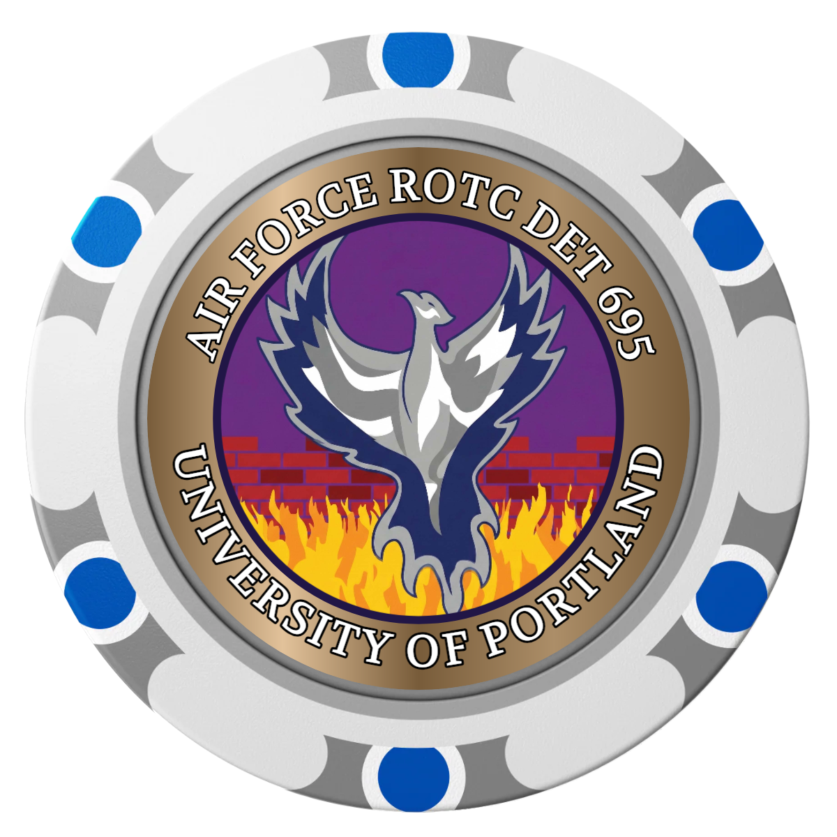 Air Force ROTC Det 695 Clay Poker Chips - White / Monte Carlo / 40mm - Front