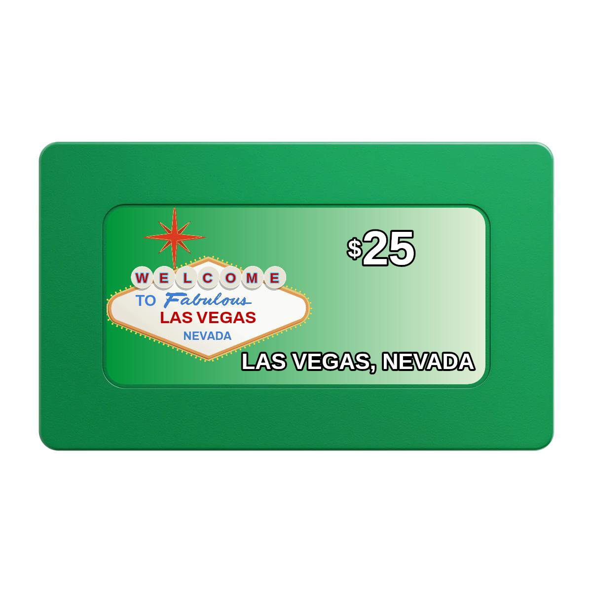 Vegas Sign Rectangular Poker Chip Plaques - Green - Back