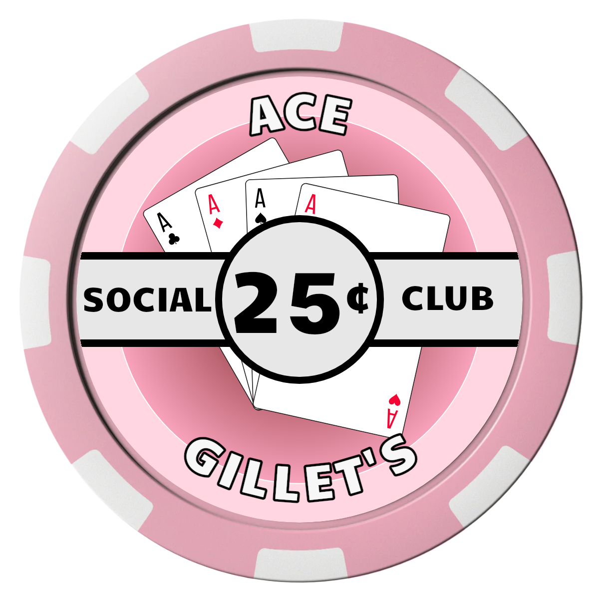 Ace Gillet's Composite Poker Chips - Pink / 8 Spot - Front