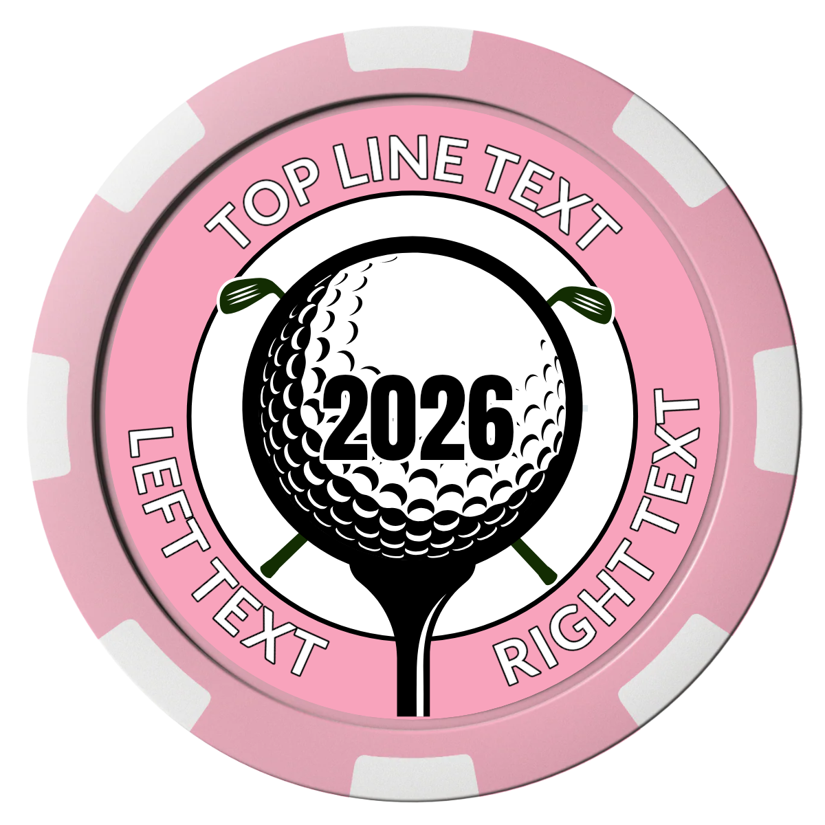 Tee it up Composite Poker Chips - Pink / 8 Spot - Front