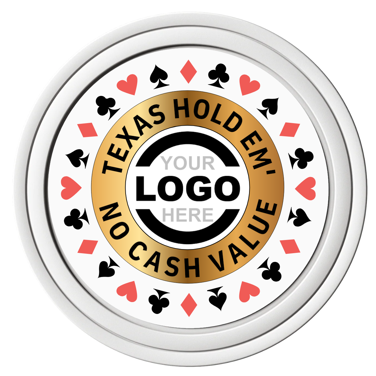 Texas Hold Em' Composite Poker Chips - White / Solid - Front
