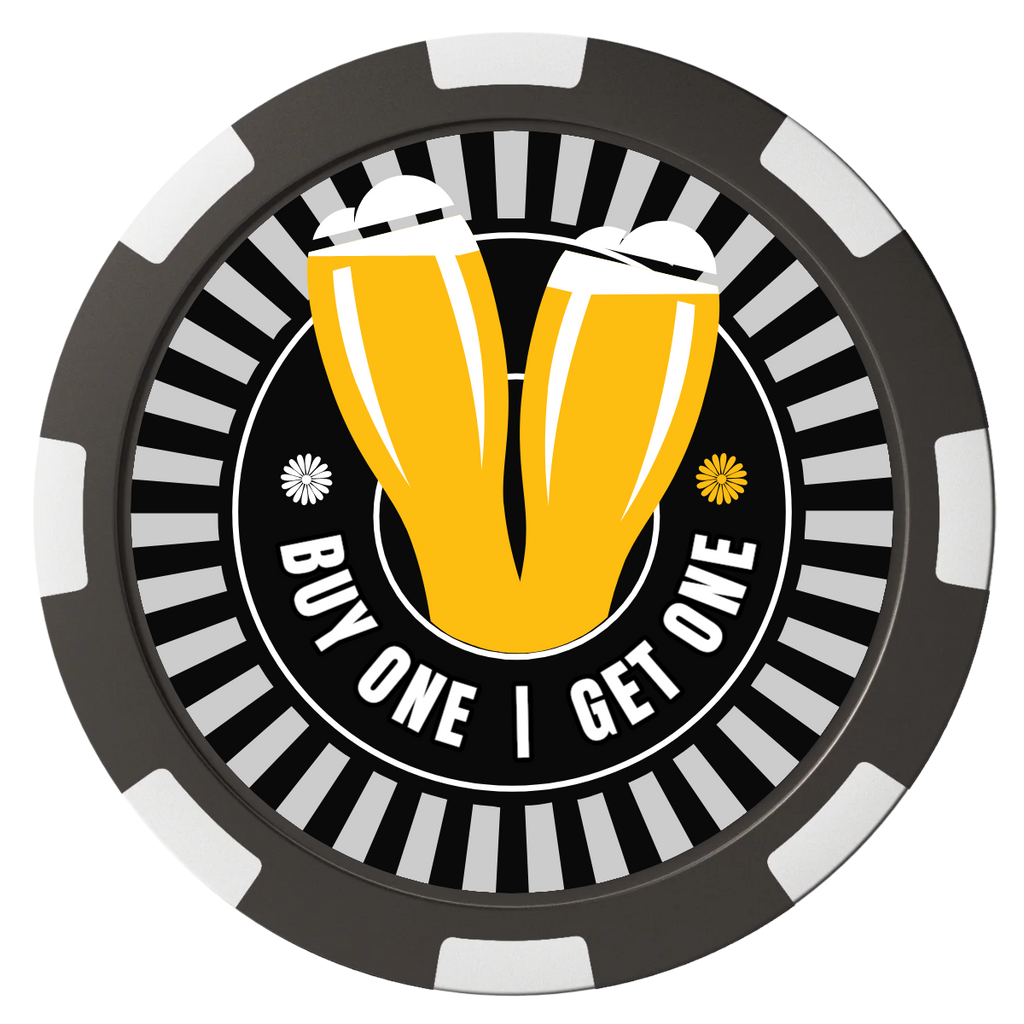 Double Pint Magnetic Composite Poker Chips - Black / 8 Spot - Back
