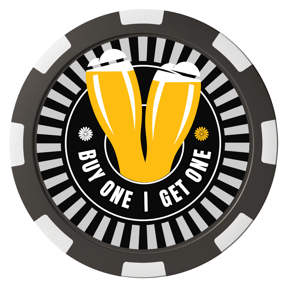 Double Pint Magnetic Composite Poker Chips - Black / 8 Spot - Back