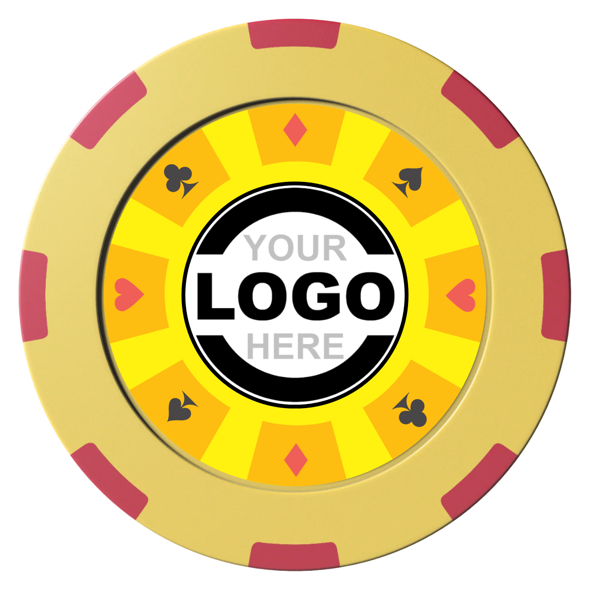Suit 8 Your Logo Clay Poker Chips - Yellow / 8 Spot (2 Tone) / 40mm - Front