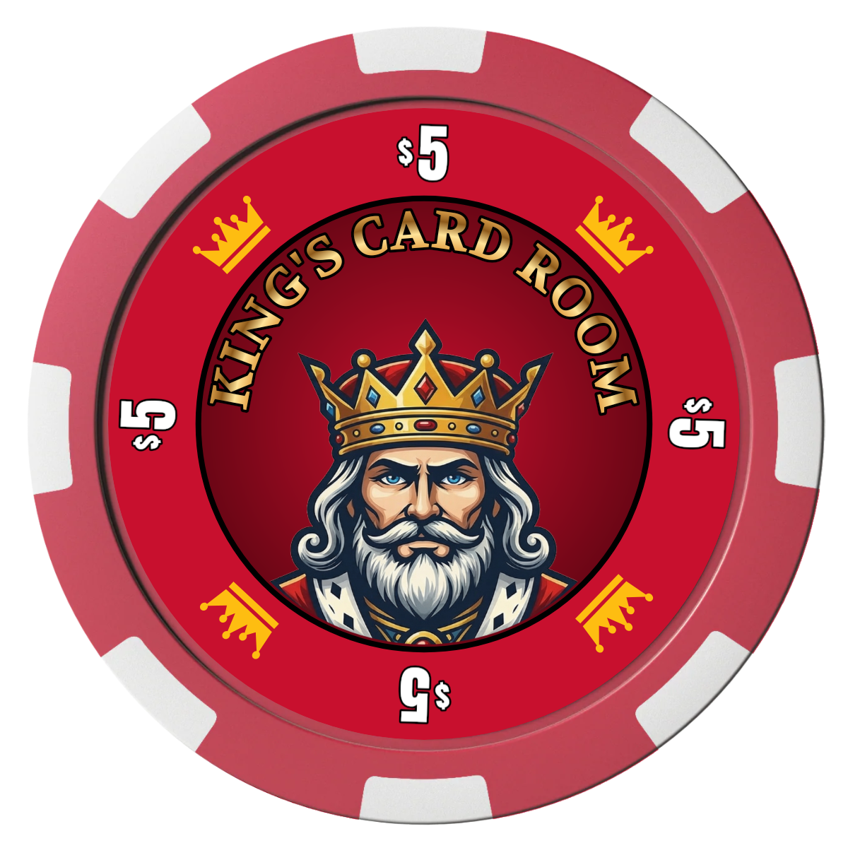 Kings Composite Poker Chips - Red / 8 Spot - Front