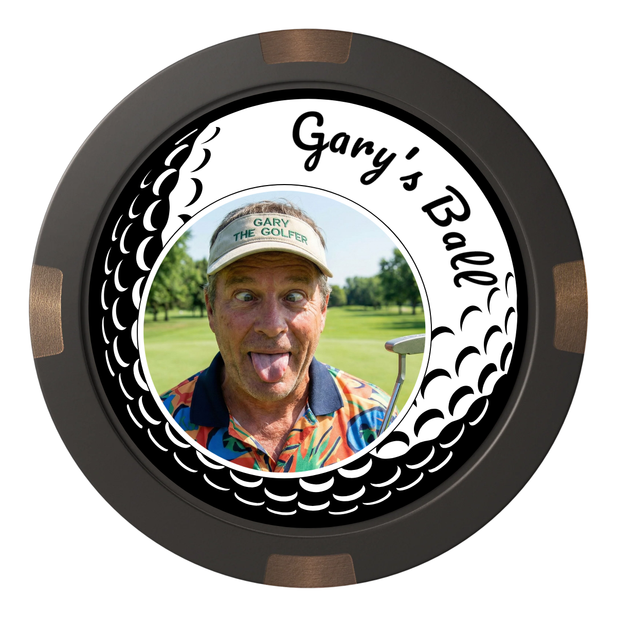Gary's Ball Composite & Metal Hybrid Poker Chips - Black - Front