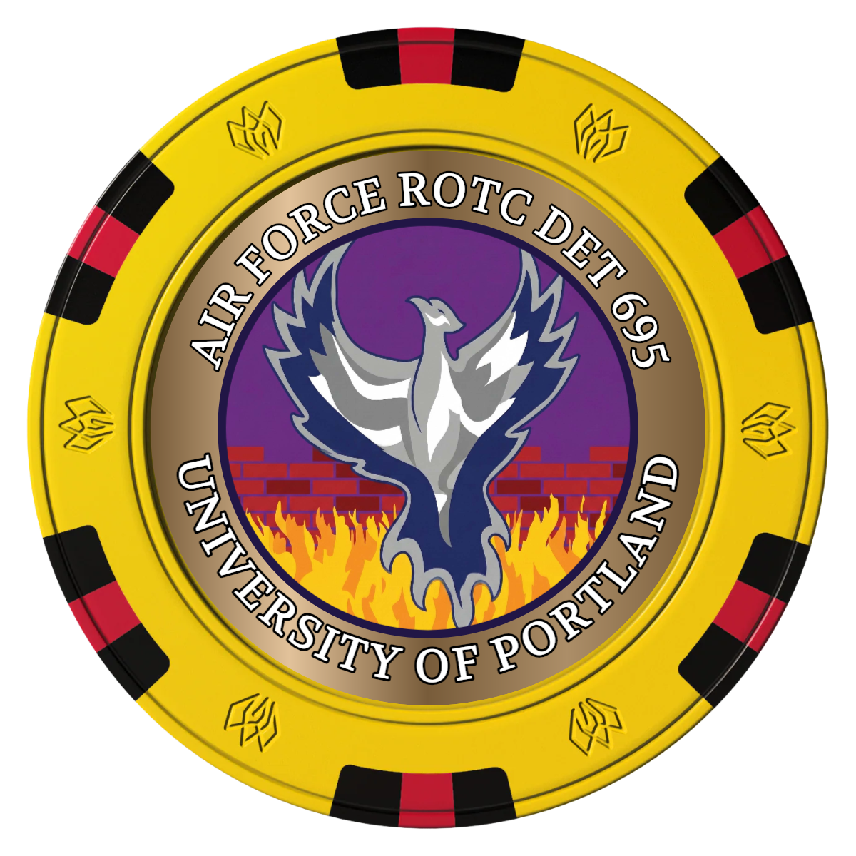 Air Force ROTC Det 695 Clay Poker Chips - Yellow / 6 Spot Gem / 43mm - Front