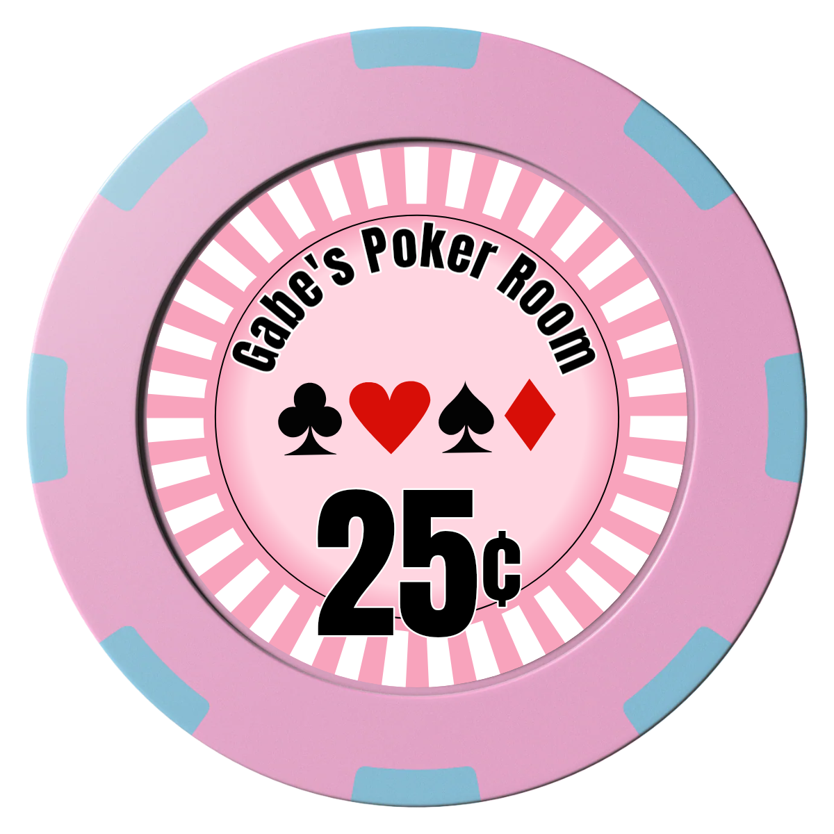 Gabe's Poker Room Clay Poker Chips - Pink / 8 Spot (2 Tone) / 40mm - Front