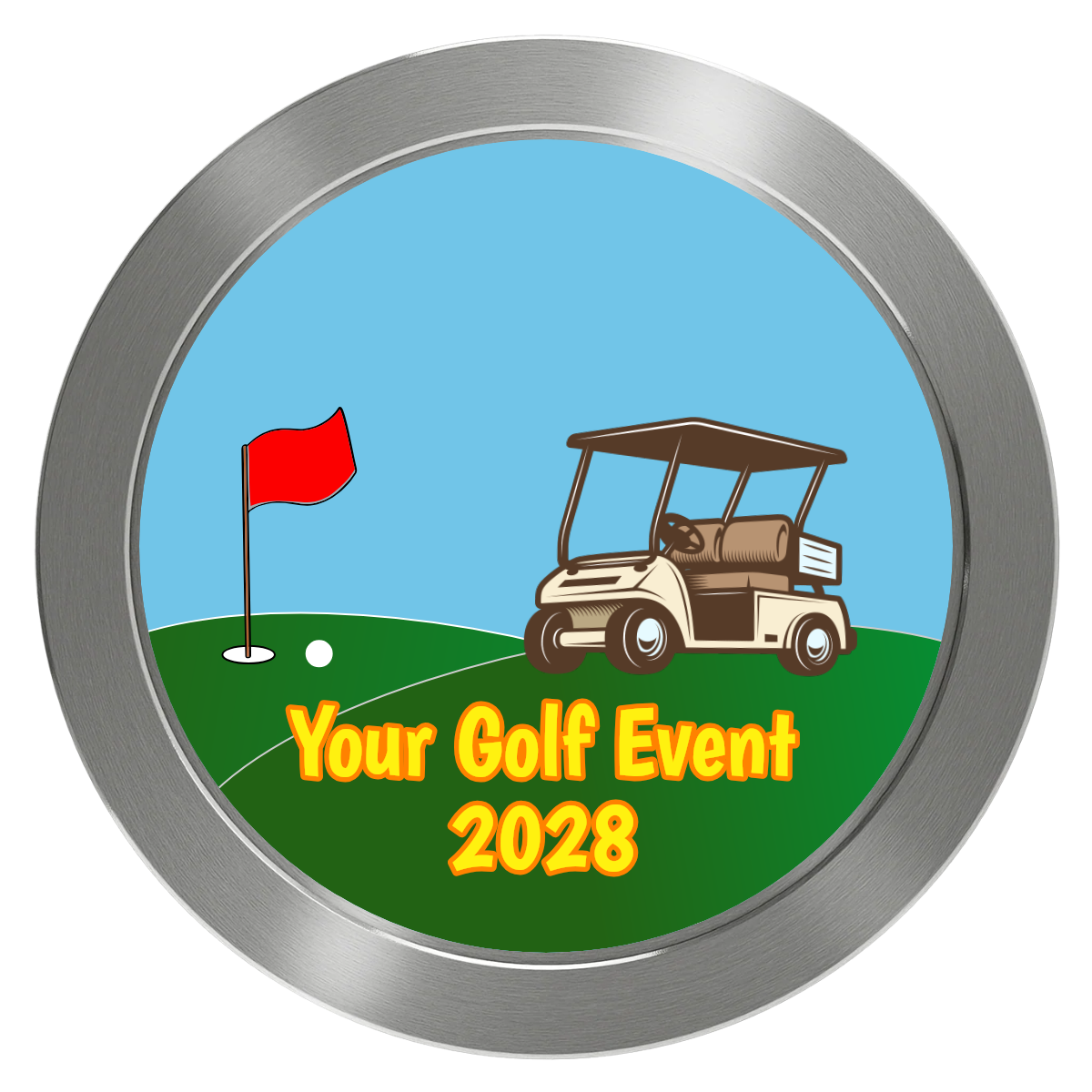 Going Golfing Today Aluminum Poker Chips - Silver - Front