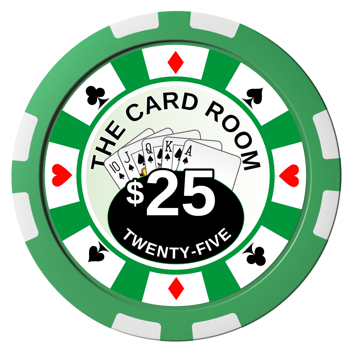 A Suitable Design Composite Poker Chips - Green / 8 Stripe - Front