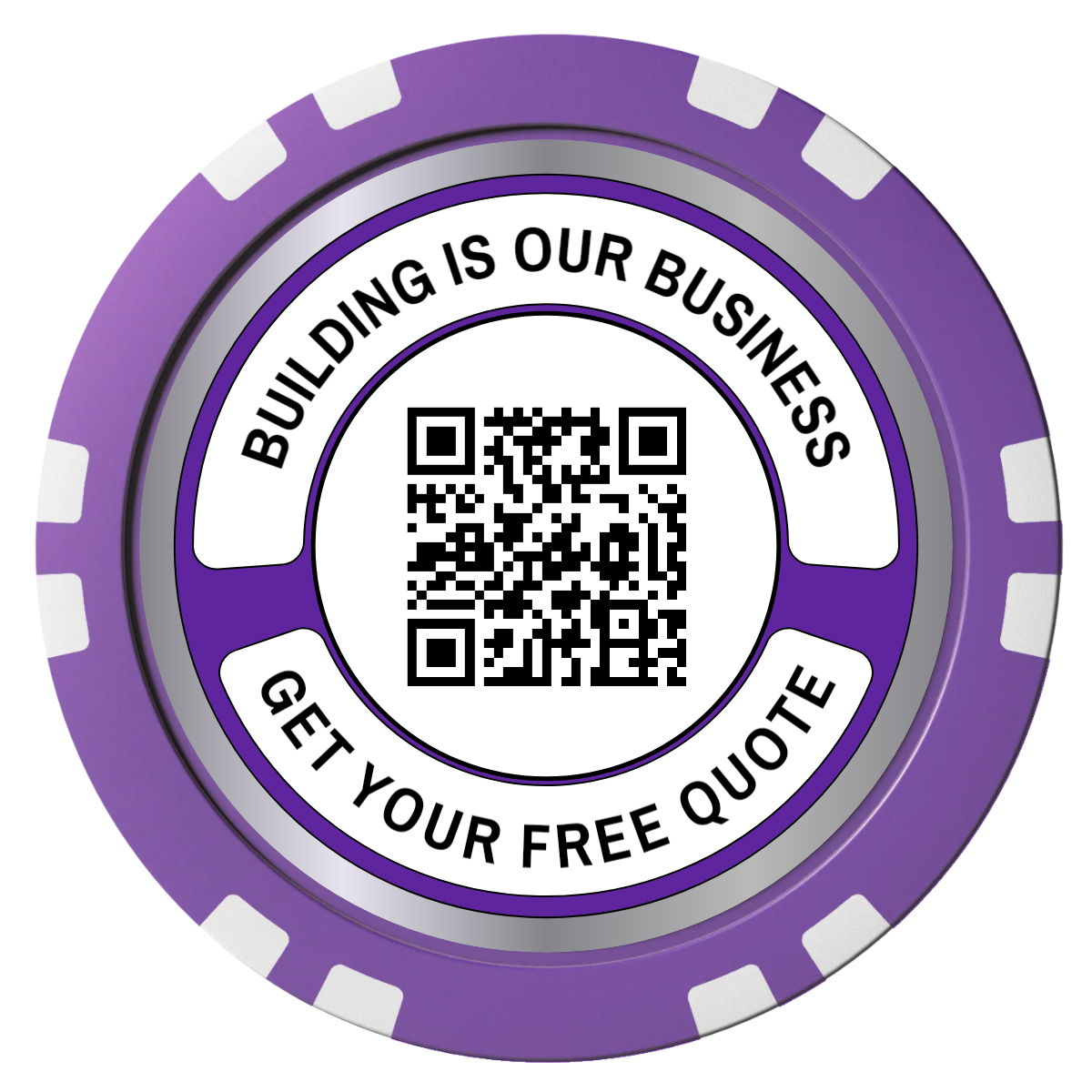 Acme Construction Composite Poker Chips - Purple / Double Stripe - Front