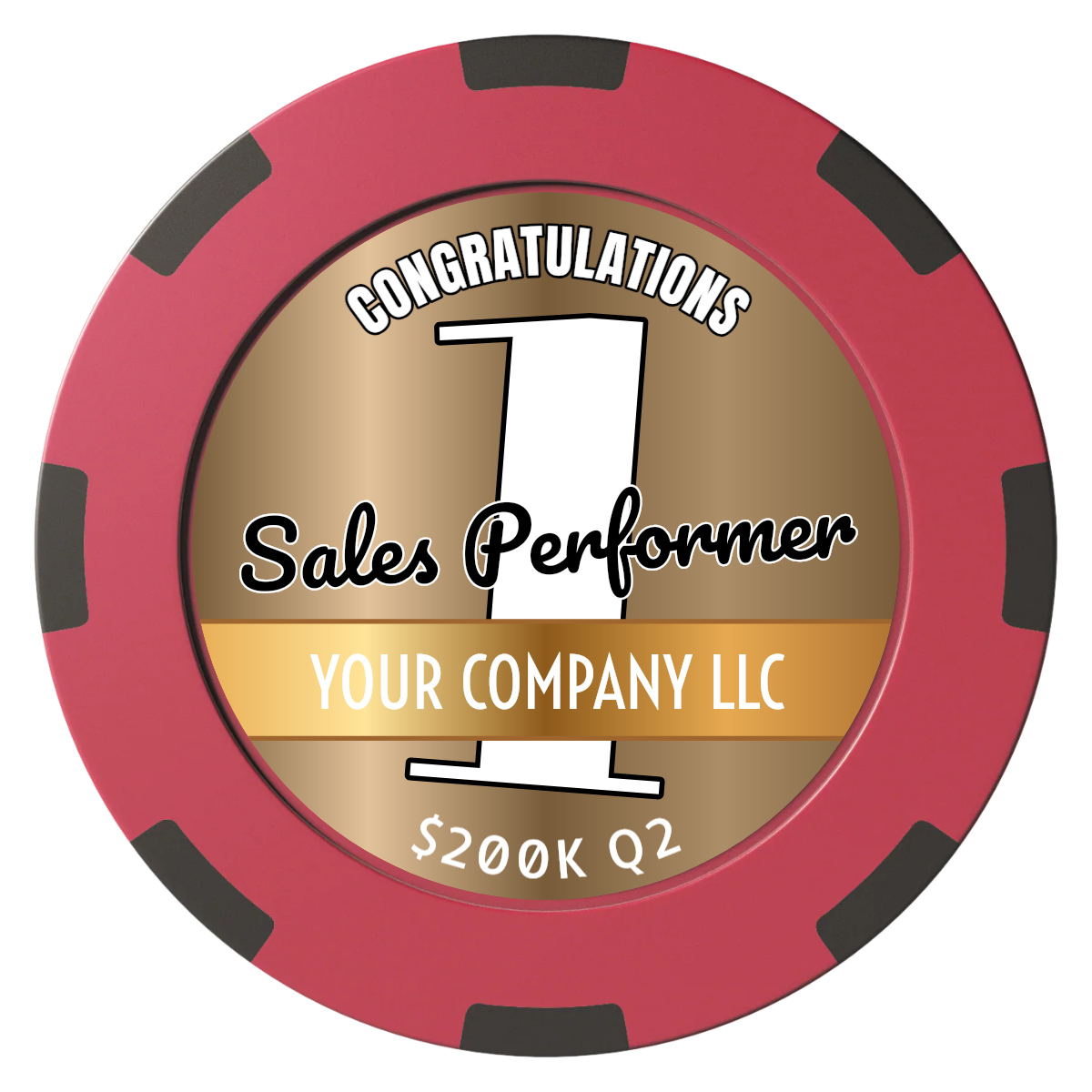 Top Sales Performer Clay Poker Chips - Red / 8 Spot (2 Tone) / 40mm - Front