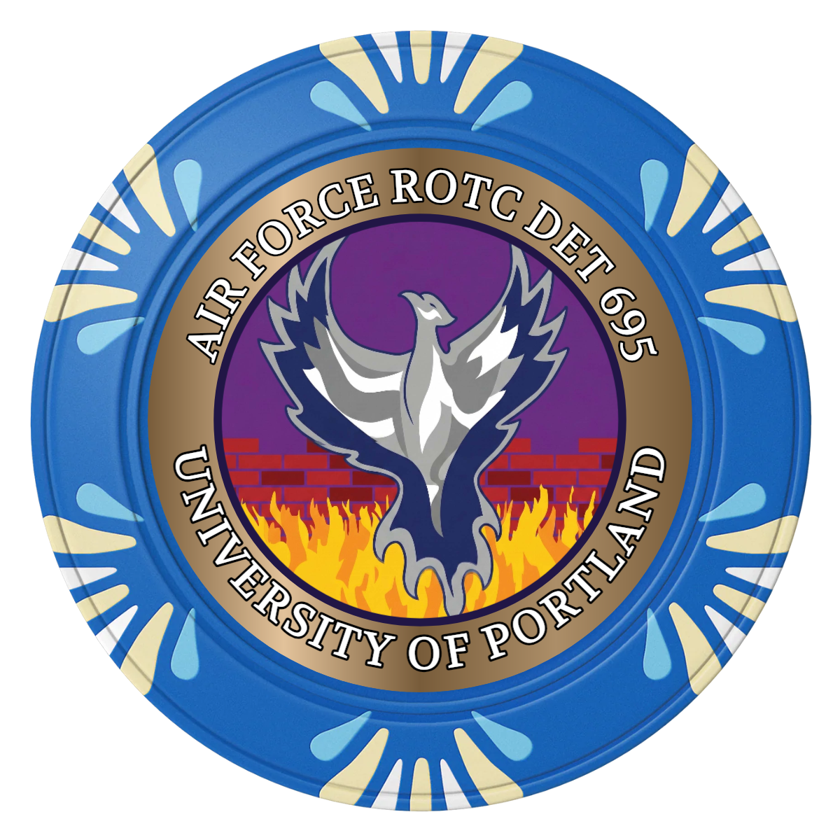 Air Force ROTC Det 695 Clay Poker Chips - Blue / Macau / 40mm - Front