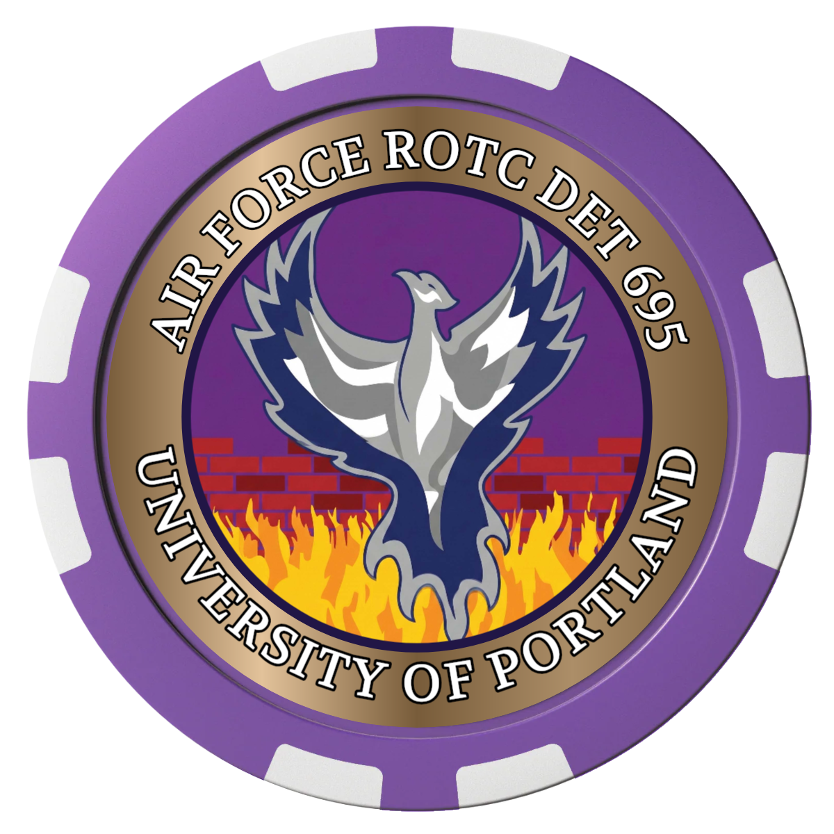 Air Force ROTC Det 695 Composite Poker Chips - Purple / 8 Stripe - Front