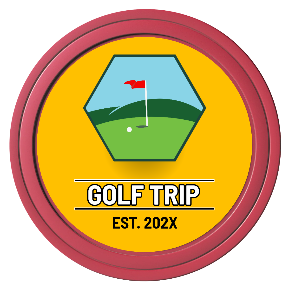 Golf Trip #001 Composite Poker Chips - Red / Solid - Front