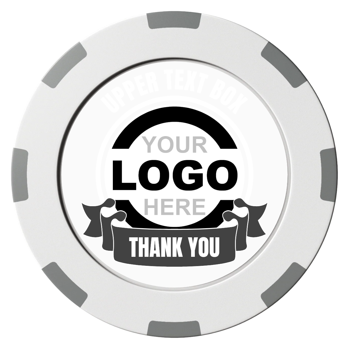 Lower Banner Clay Poker Chips - White / 8 Spot (2 Tone) / 40mm - Front