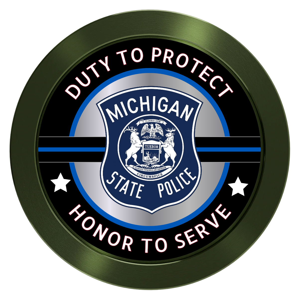 Police Department #01 Aluminum Poker Chips - Green - Front