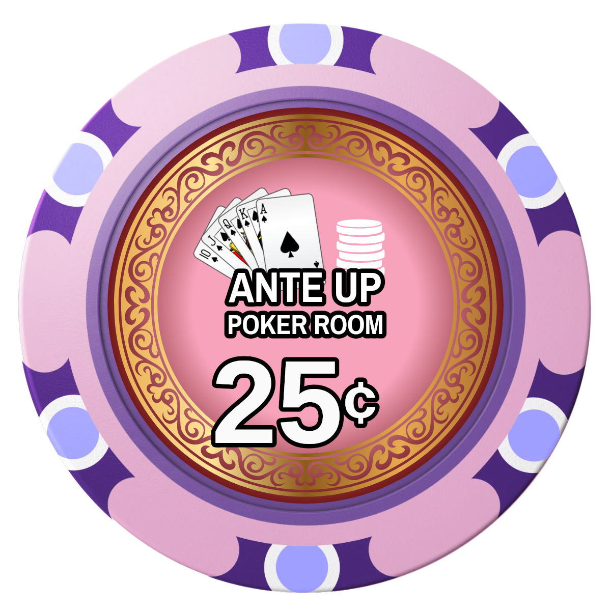 Ante Up Poker Room Clay Poker Chips - Pink / Monte Carlo / 40mm - Front