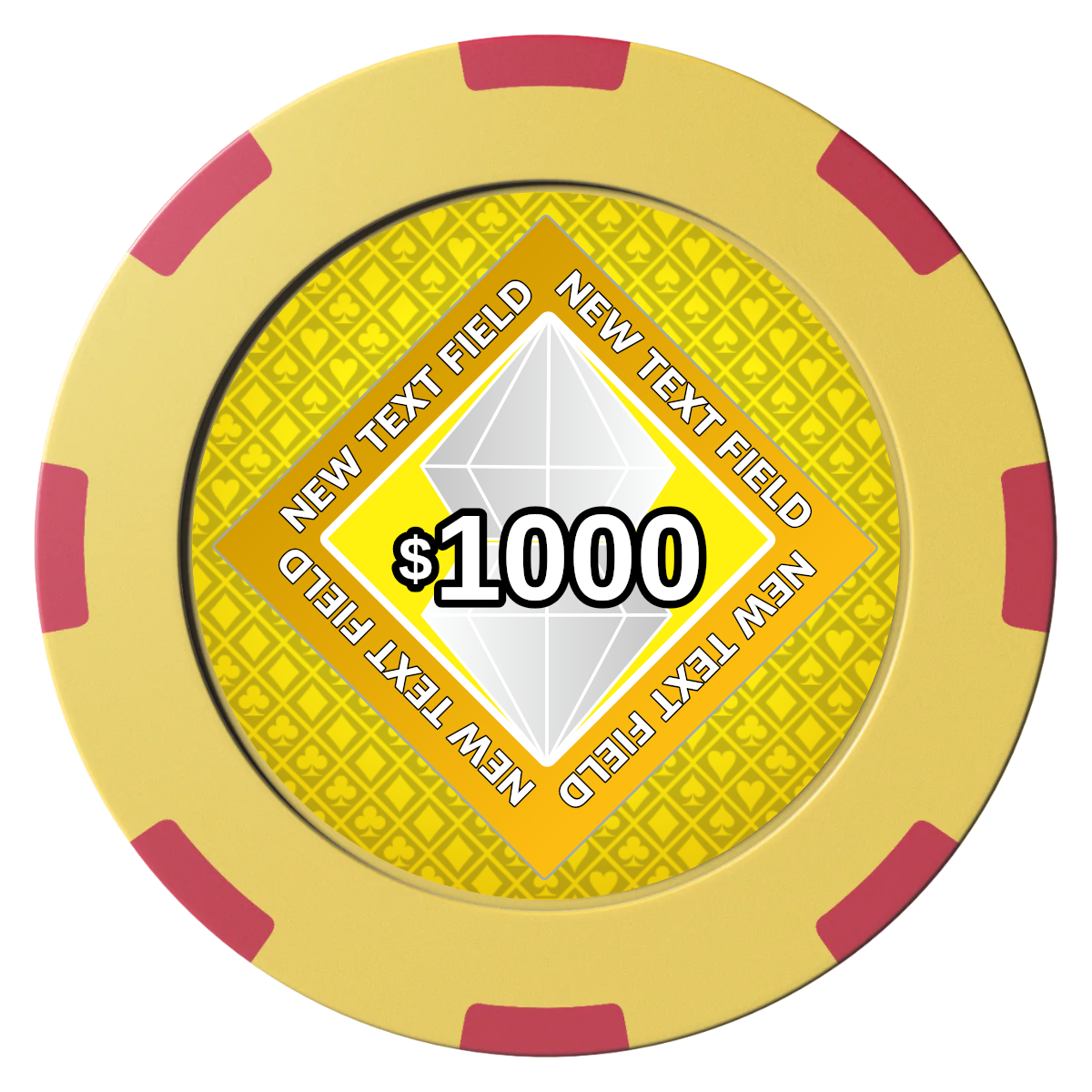 Diamond in the Rough Clay Poker Chips - Yellow / 8 Spot (2 Tone) / 40mm - Front