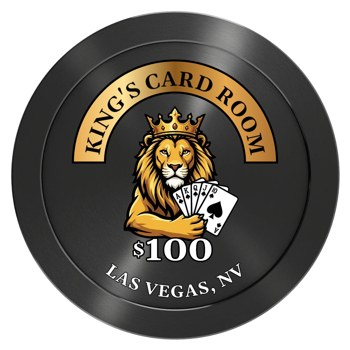 King's Card Room Aluminum Poker Chips - Black - Back
