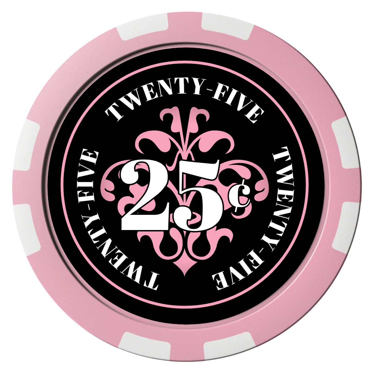 Gothic Revival Composite Poker Chips - Pink / 8 Stripe - Front