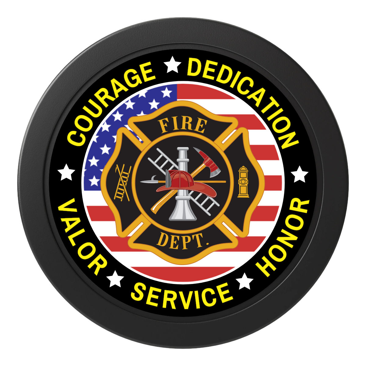Firefighter Maltese Cross 2" Oversized Poker Chips - Black - Back