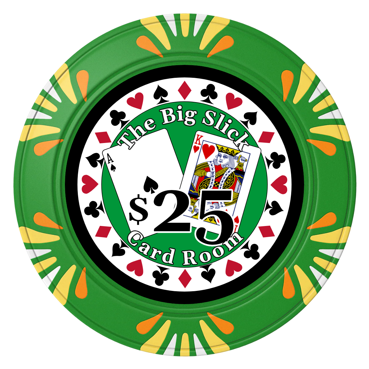 AK Big Slick Clay Poker Chips - Green / Macau / 40mm - Front