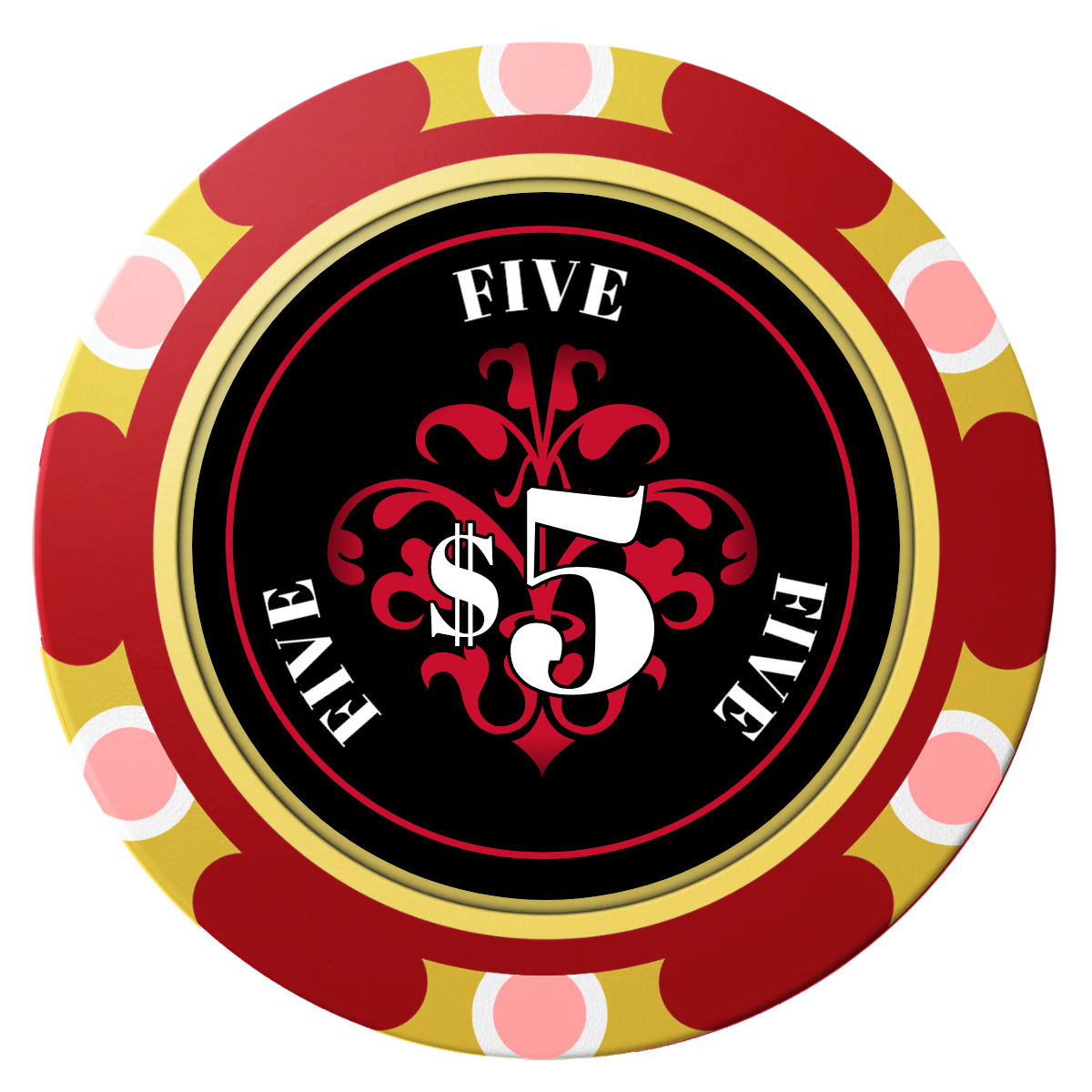 Gothic Revival Clay Poker Chips - Red / Monte Carlo / 40mm - Front