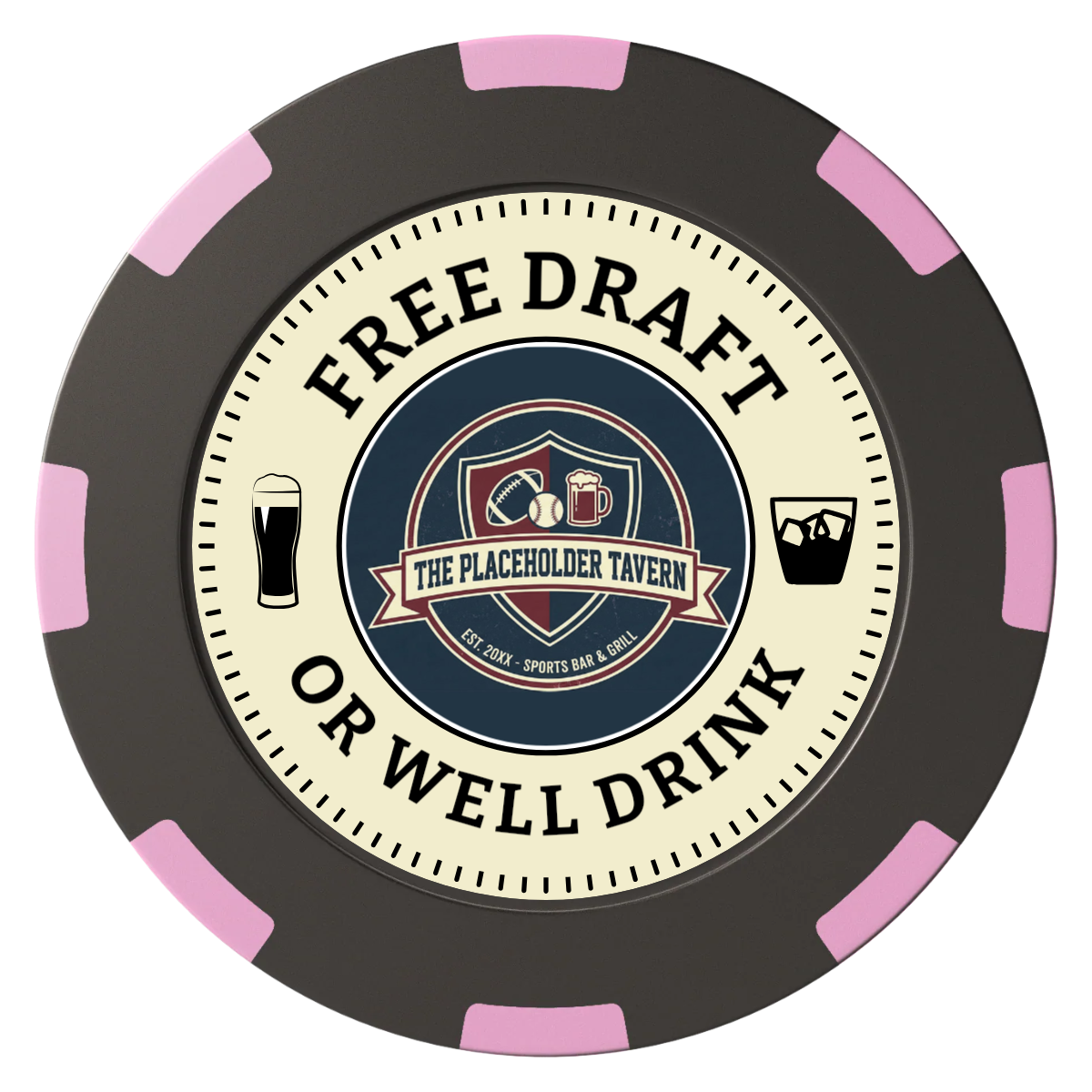 Beer Shop Clay Poker Chips - Black / 8 Spot (2 Tone) / 40mm - Back