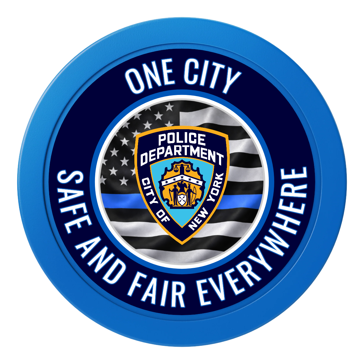 NYPD Safe and Fair 2" Oversized Poker Chips - Blue - Back