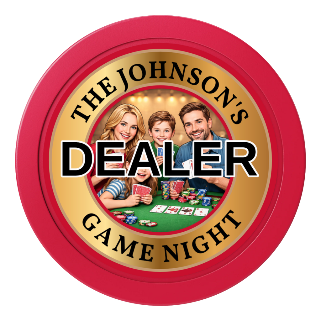 Family Game Night 2" Composite Dealer Button - Red - Back