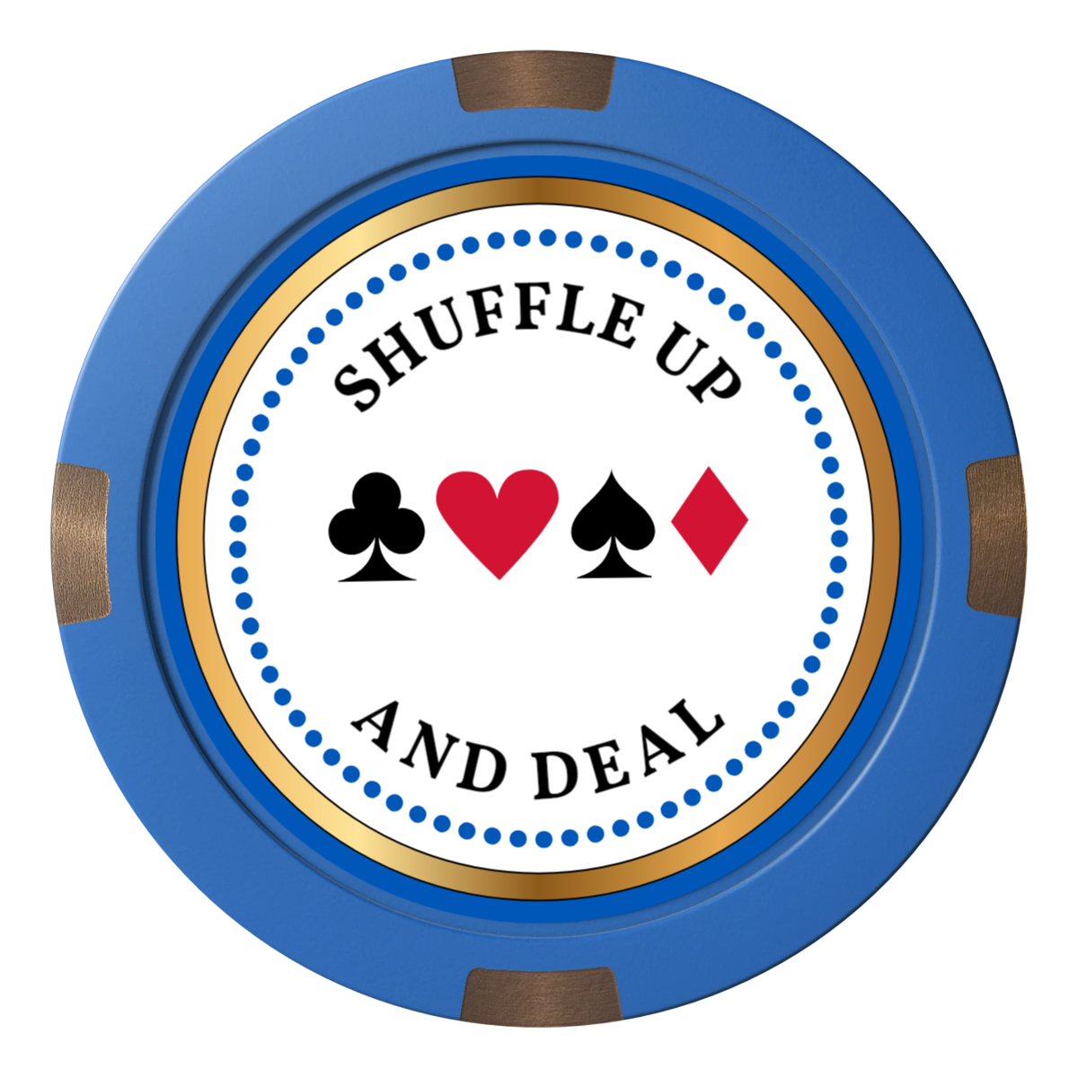 Fours Suits Club Composite & Metal Hybrid Poker Card Protectors - Blue - Front