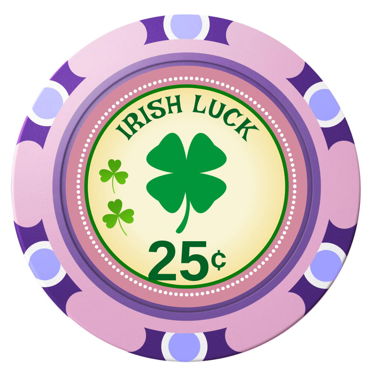 Irish Luck Clay Poker Chips - Pink / Monte Carlo / 40mm - Front