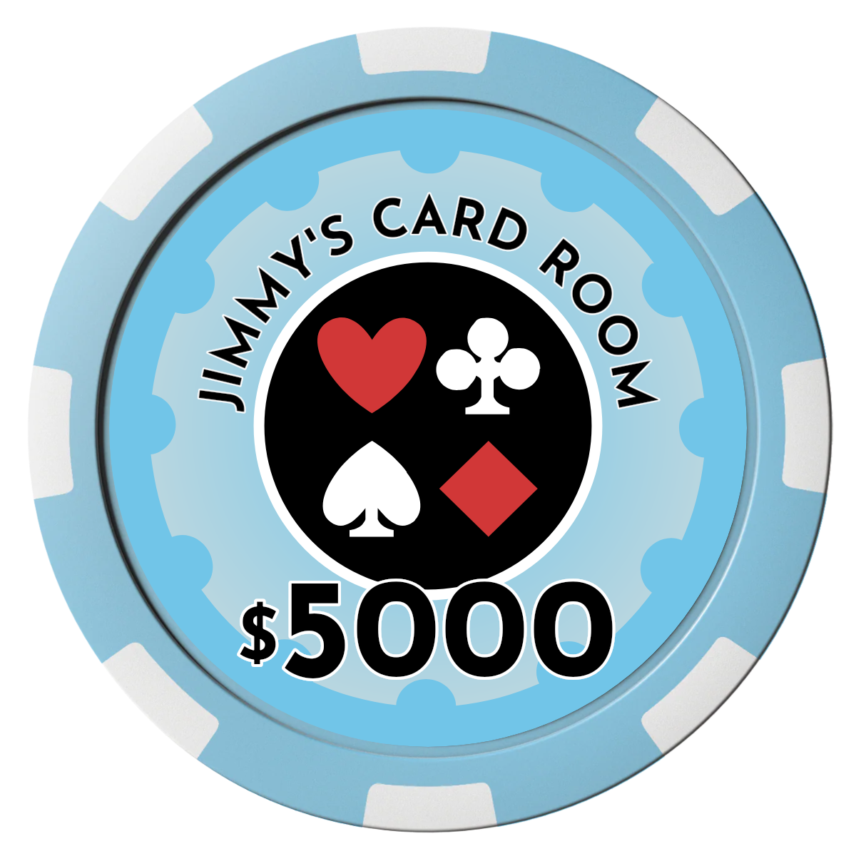 Your Four Suits Composite Poker Chips - Light Blue / 8 Spot - Front