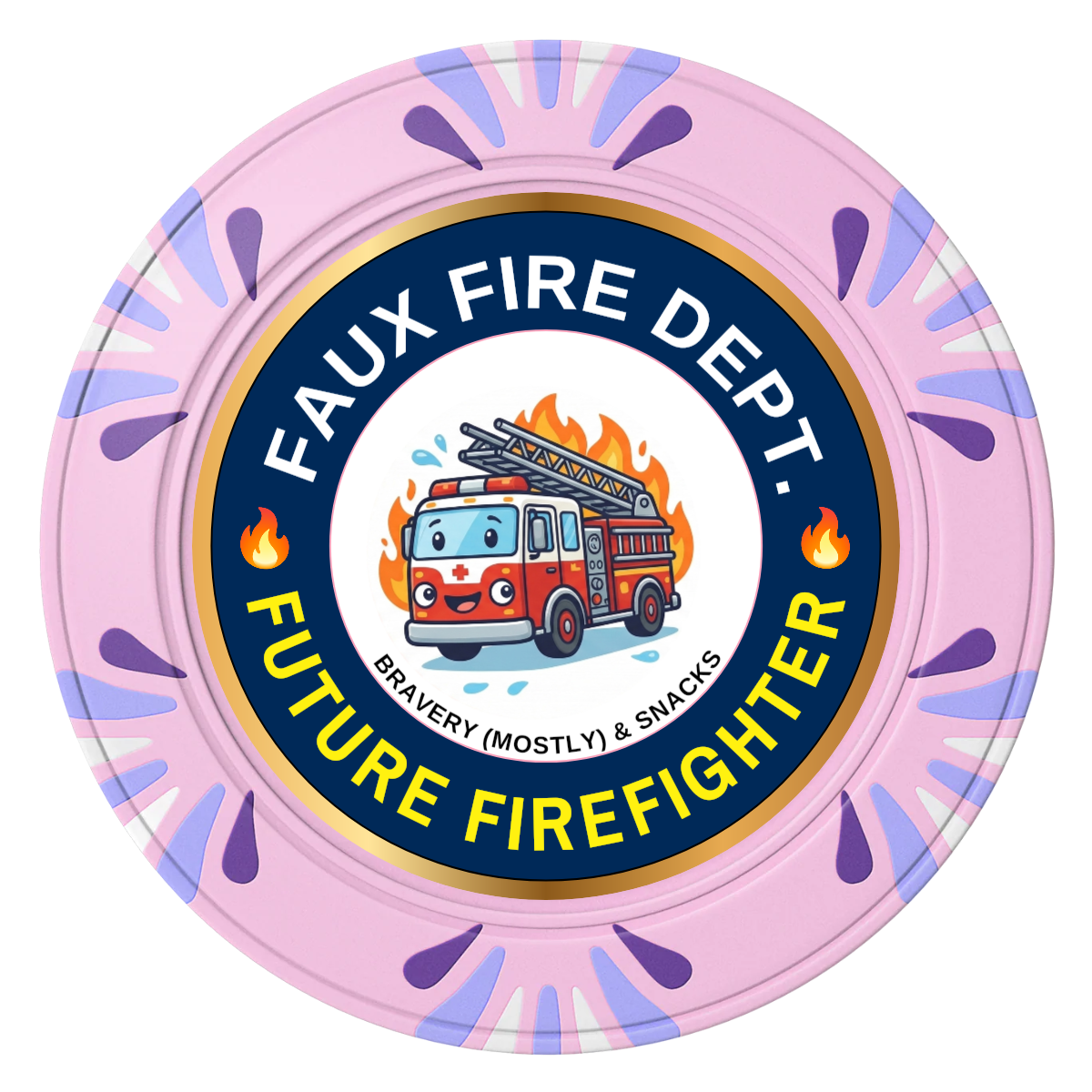 Future Firefighter Clay Poker Chips - Pink / Macau / 40mm - Front