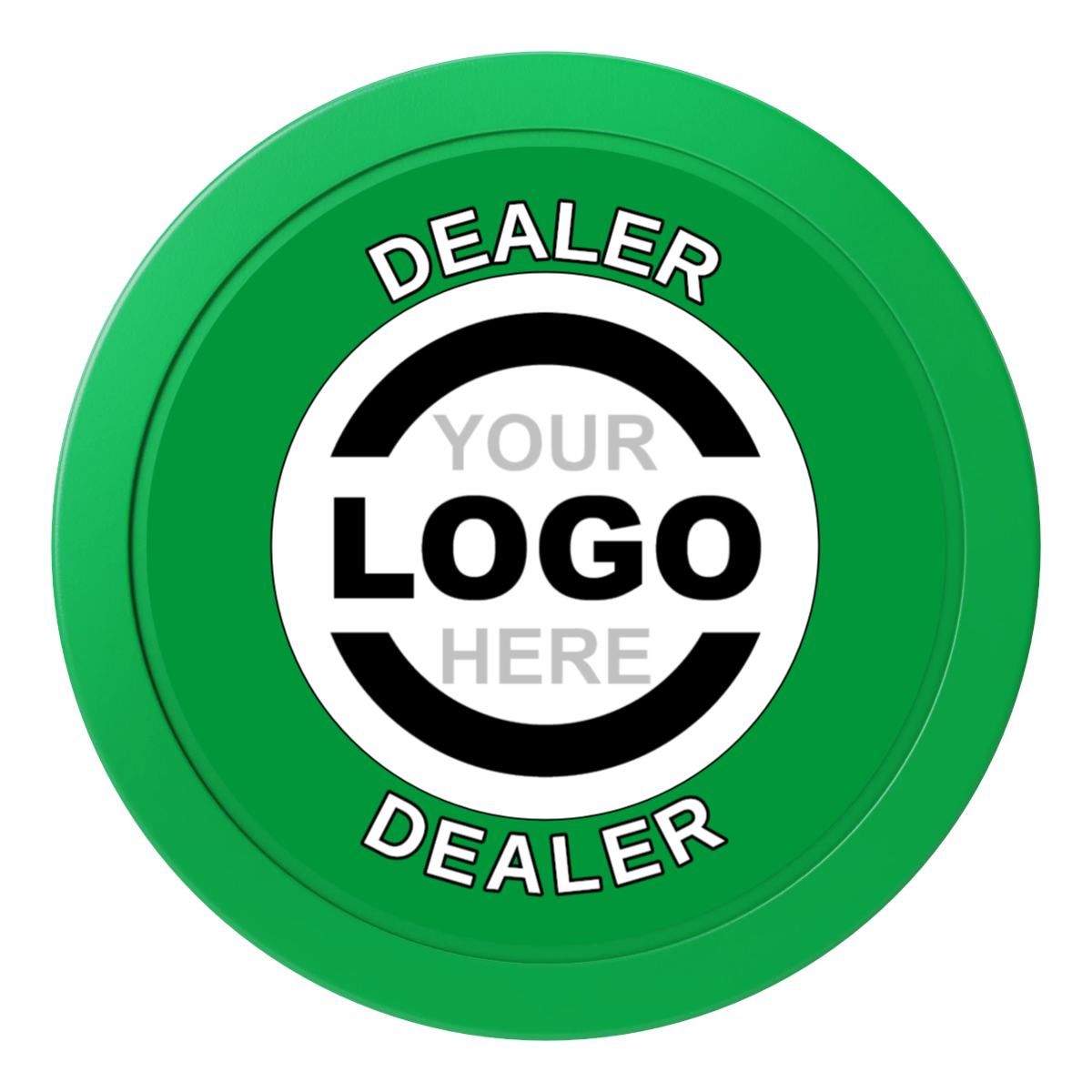 Branded Logo 2" Composite Dealer Button - Green - Front