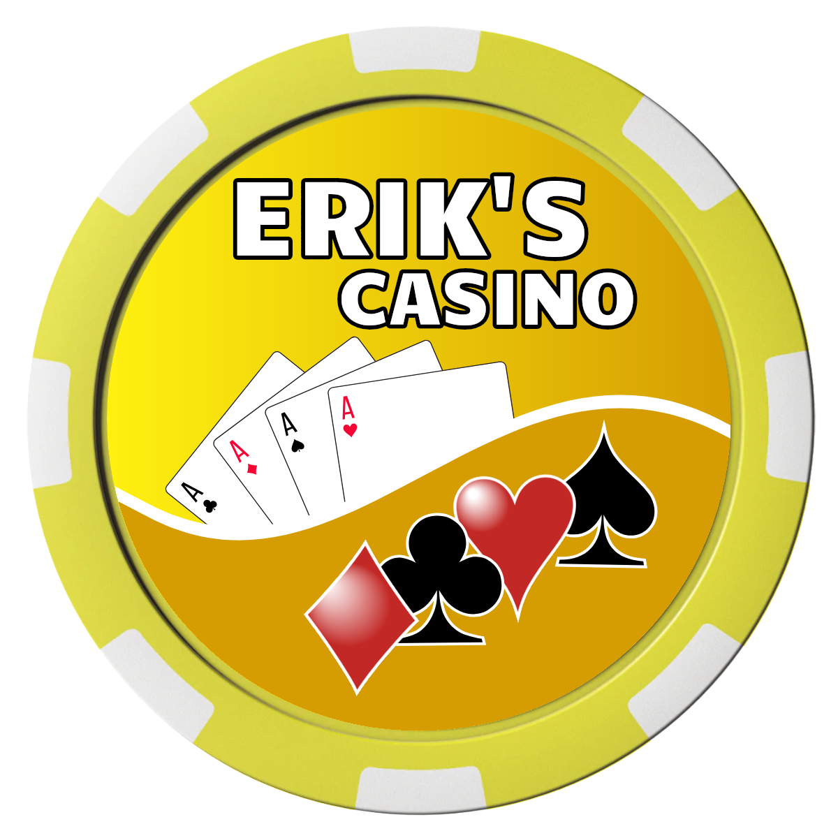 Erik's Casino Composite Poker Chips - Yellow / 8 Spot - Front