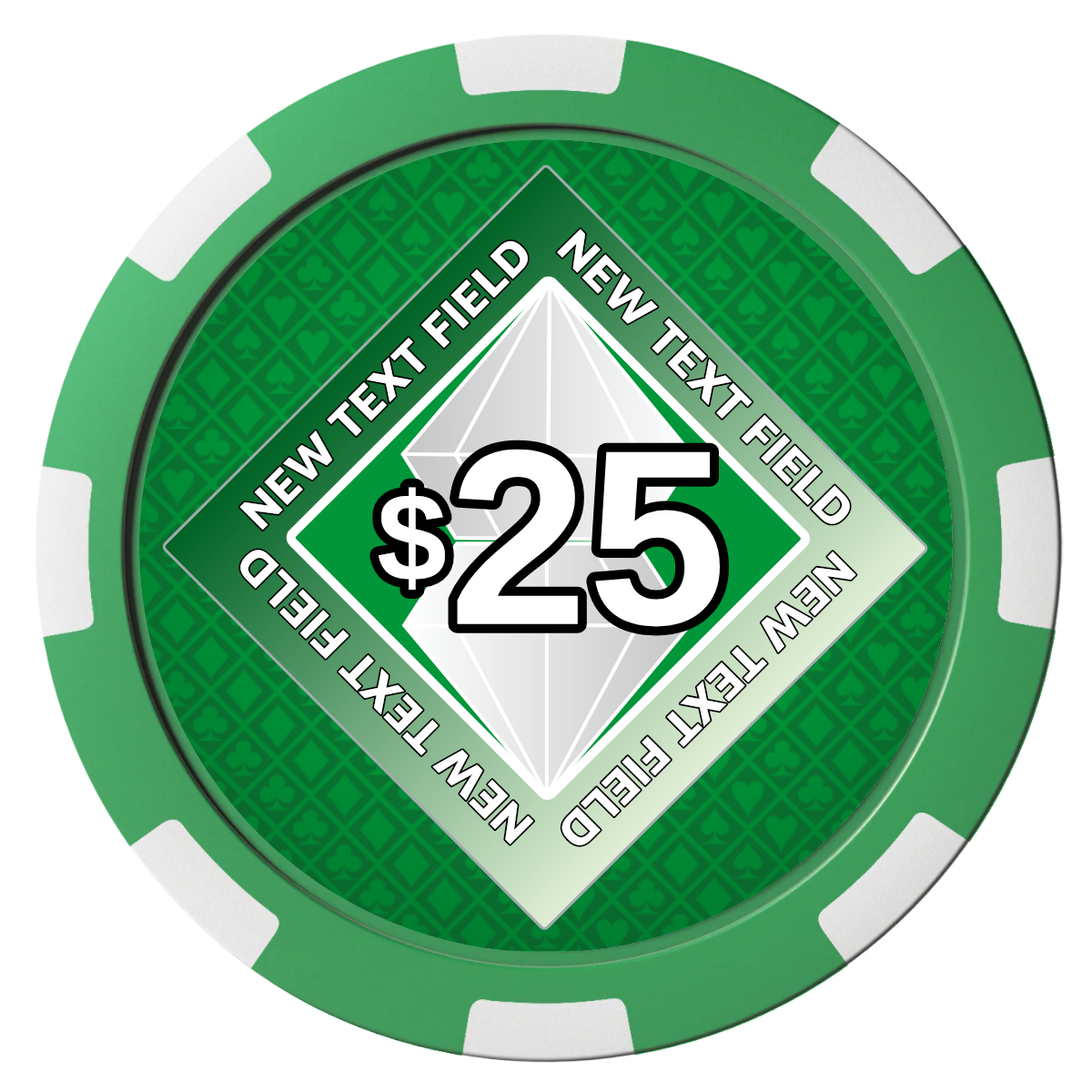 Diamond in the Rough Composite Poker Chips - Green / 8 Spot - Front