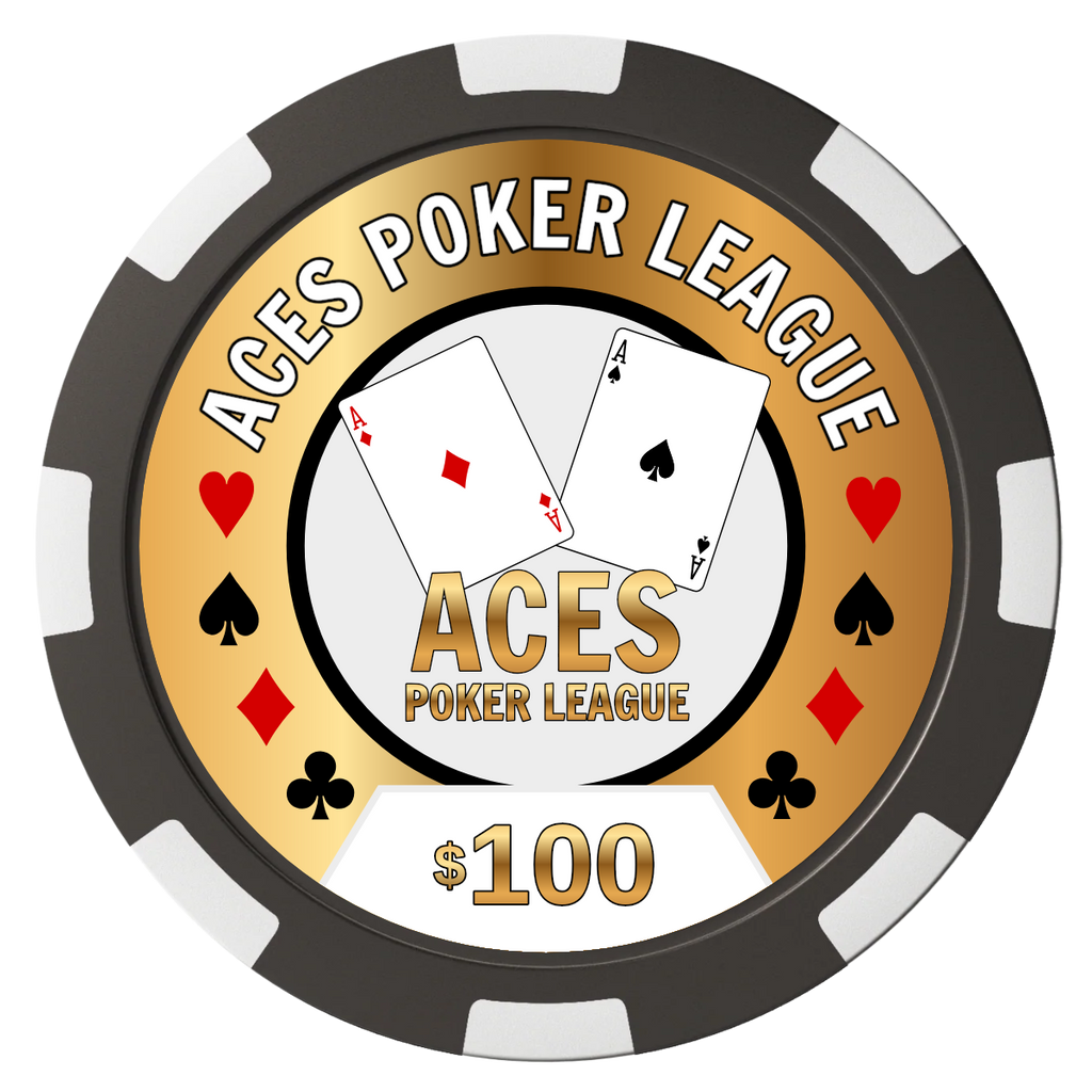 Aces Poker League Composite Poker Chips - Black / 8 Spot - Front