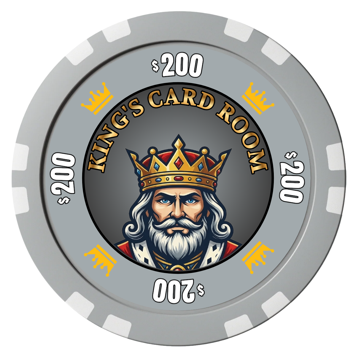 Kings Composite Poker Chips - Gray / Double Stripe - Front