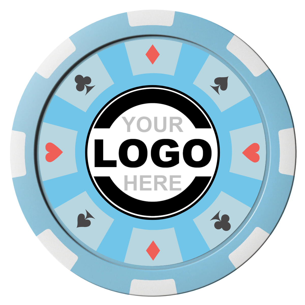 Suit 8 Your Logo Composite Poker Chips - Light Blue / 8 Spot - Front
