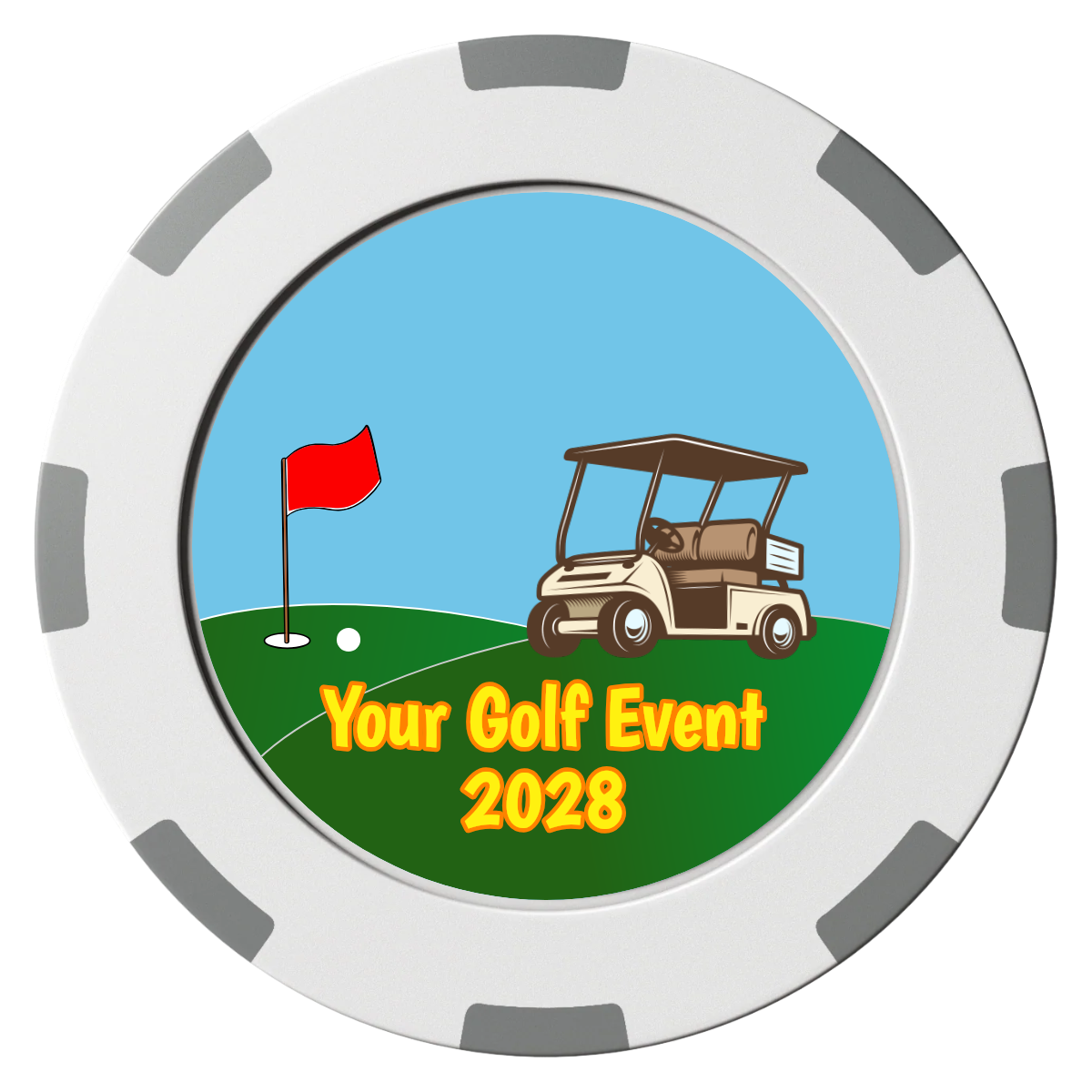 Going Golfing Today Clay Poker Chips - White / 8 Spot (2 Tone) / 40mm - Front