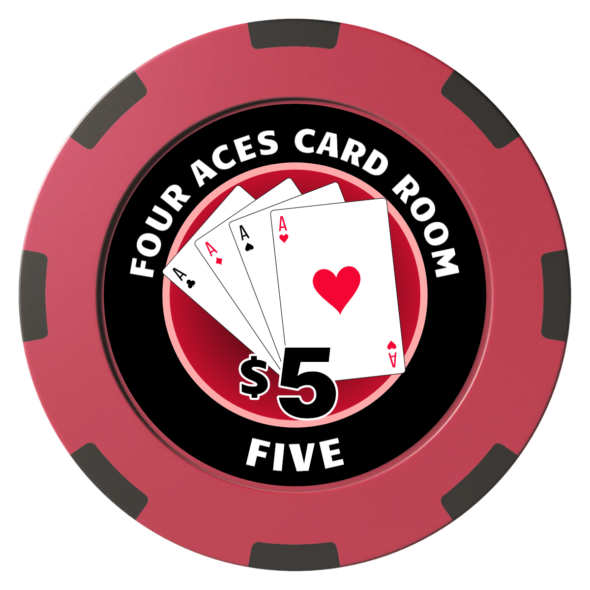 4 Aces Poker Room Clay Poker Chips - Red / 8 Spot (2 Tone) / 40mm - Front